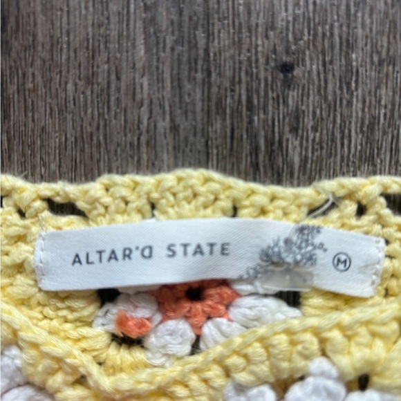 Altar'd State Yellow Floral Crochet Tank Top - Picture 2 of 5